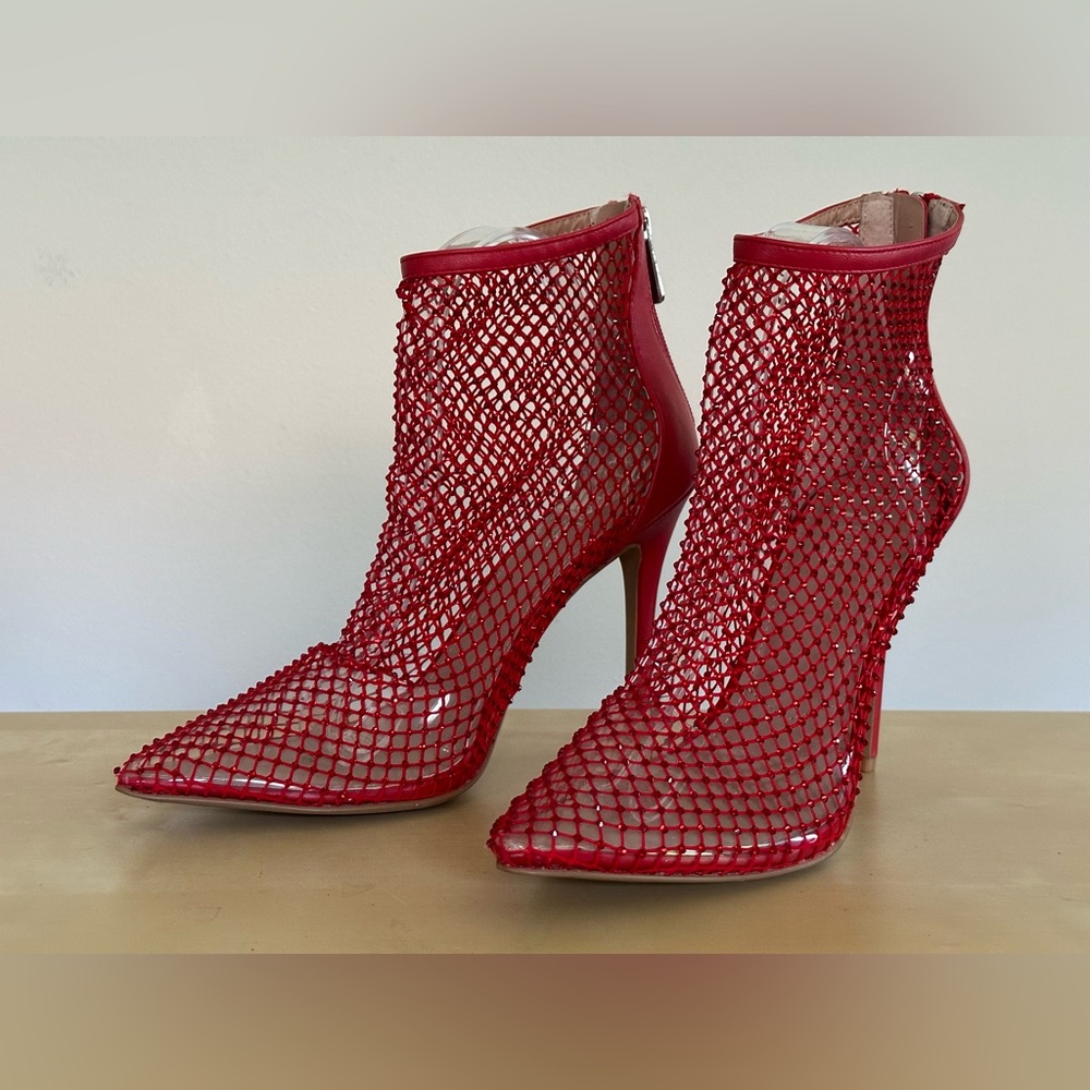 Charles by Charles David Pursue Red Mesh Rhinestone Heels Women's Size 10 M
